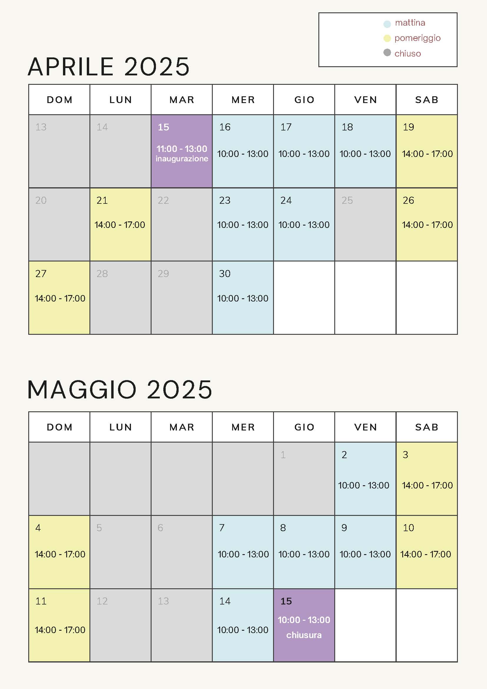 calendario aperture labirinto