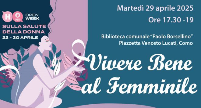 Vivere bene al femminile: un incontro a Como in Biblioteca il 29 aprile alle 17.30