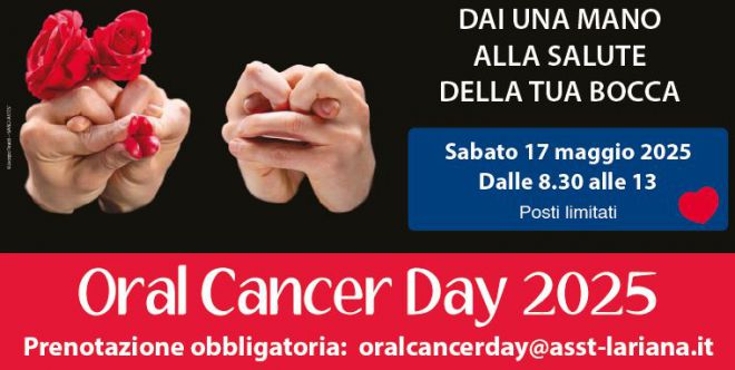 Oral Cancer Day: controlli gratuiti con i chirurghi maxillo-facciali. Prenotazioni dall’8/5 scrivendo a oralcancerday@asst-lariana.it