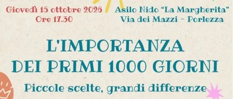 L'immagine riporta le informazioni sulla data e il luogo dell'incontro dedicato ai neogenitori a Porlezza